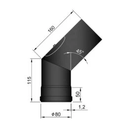 Pellet-Ofenrohrbogen Stahl 45° Schwarz Mit Putztür -Brunner Grillen Geschaft 118d75485d3167510a3a8fe696da3416