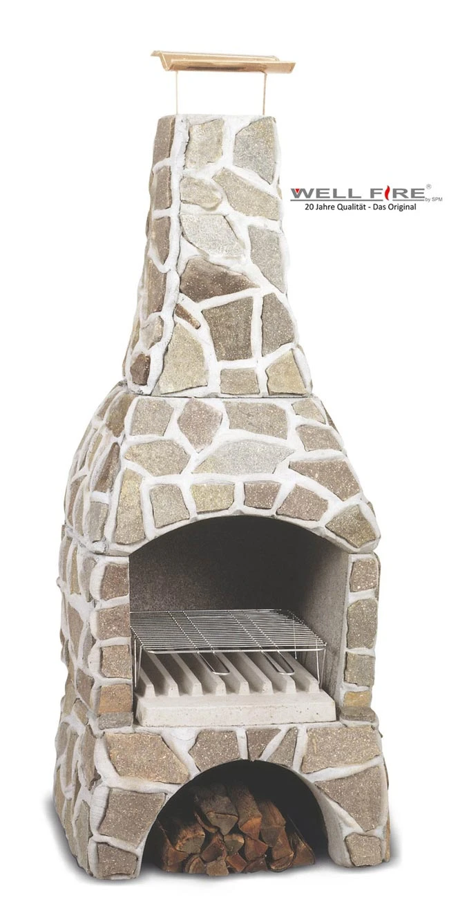 Grillkamin Wellfire LANDAU Rot-braun Mit Natursteinverkleidung 3 Grillkamin Wellfire LANDAU Rot-braun Mit Natursteinverkleidung