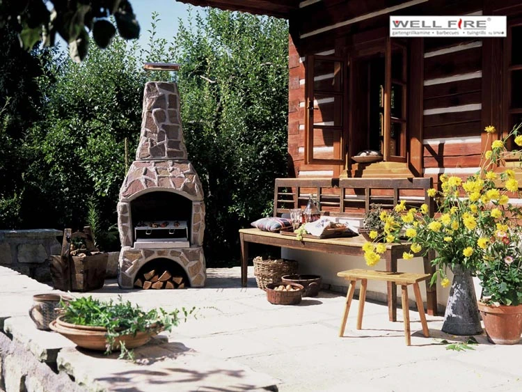 Grillkamin Wellfire LANDAU Rot-braun Mit Natursteinverkleidung 6 Grillkamin Wellfire LANDAU Rot-braun Mit Natursteinverkleidung – Bild 4