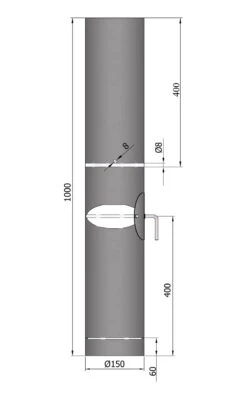 Rauchrohr Stahl 1000 Mm Ø 150 Mm Schwarz Mit Tür, Drosselklappe, Kondensring, Kugelfang -Brunner Grillen Geschaft 1840 1