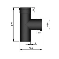 T-Stück Pellet-Ofenrohr Stahl 90° Schwarz, Steckende-Muffe -Brunner Grillen Geschaft 19 2864bczvqojwvuob