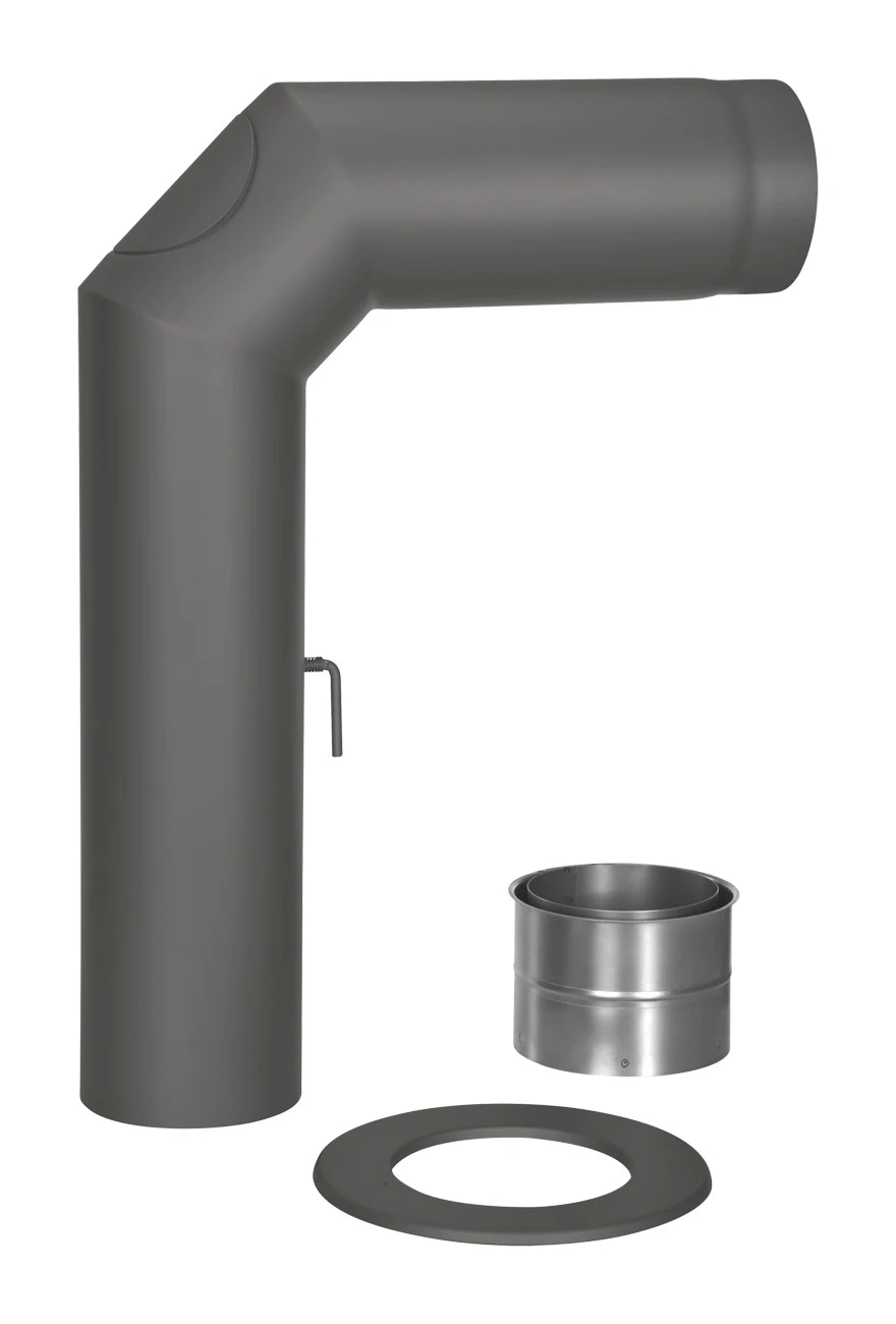 Rauchrohr Set Stahl 2x 45° 700 X 500 Mm Schwarz 4 Rauchrohr Set Stahl 2x 45° 700 X 500 Mm Schwarz – Bild 2