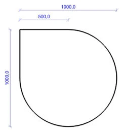 Kamin Bodenplatte, 2 Mm Stahl, Tropfenform 1000 X 1000 Mm, Schwarz