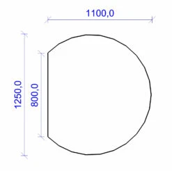 Kamin Bodenplatte, 2 Mm Stahl, Kreisabschnitt 1100 X 1250 Mm, Schwarz
