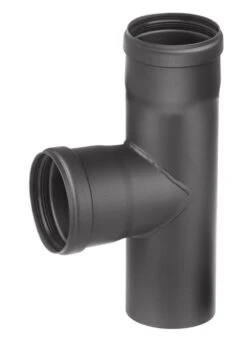 T-Stück Pellet-Ofenrohr Stahl 90° Schwarz, Steckende-Muffe
