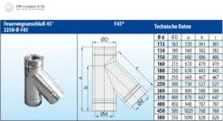 Feuerungsanschluss 45° Edelstahl Doppelwandig - Eka Complex D 25 -Brunner Grillen Geschaft 253 1