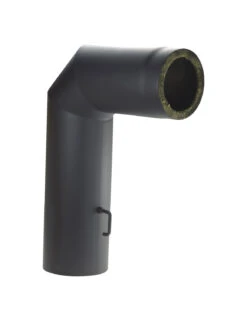 Rauchrohrbogen Stahl 2x45° Doppelwand 700x500 Mm Ø 150 Mm Schwarz, Drosselklappe