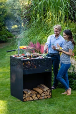 Feuerkorb Mit Grillplatte Feu Du Jardin CUBE 1000 Mit Holzfach, Schwarz -Brunner Grillen Geschaft b7e451c5e43645ad1a48cf08ba611ba0